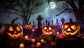 The ghostly jack-o-lanterns from the cemetery Royalty Free Stock Photo