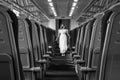 Ghostly mysterious figure on the train Royalty Free Stock Photo