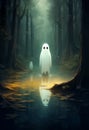 Ghostly Serenity: Kawaii Spirit in the Enigmatic Forest