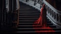 Ghostly specter lurking on gothic stairs Royalty Free Stock Photo