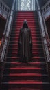 Ghostly specter lurking on gothic stairs Royalty Free Stock Photo