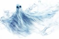 Ghostly spectral magic with wispy blue-white energy and phantom-like smoke, white background Royalty Free Stock Photo