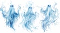 Ghostly spectral magic with wispy blue-white energy and phantom-like smoke, white background Royalty Free Stock Photo