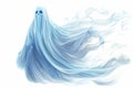 Ghostly spectral magic with wispy blue-white energy and phantom-like smoke, white background Royalty Free Stock Photo