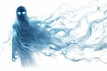 Ghostly spectral magic with wispy blue-white energy and phantom-like smoke, white background Royalty Free Stock Photo
