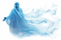 Ghostly spectral magic with wispy blue-white energy and phantom-like smoke, white background Royalty Free Stock Photo