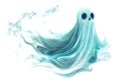 Ghostly spectral magic with wispy blue-white energy and phantom-like smoke, white background Royalty Free Stock Photo