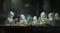 Ghostly tea party ethereal guests, floating tea cups, spectral pastries, haunted elegance1