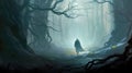 Ghostly Thief In Crooked Forest: Medieval Fantasy Concept Art Royalty Free Stock Photo