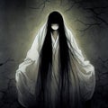 Ghostly woman, spooky horror japanese style