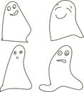 Ghosts, black-and-white, drawing, emotions: joy, happiness, surprise, shock, Halloween, Halloween