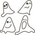 Ghosts, black-and-white, drawing, emotions: nfunny, smile, surprised, scared, winks, yawns, Halloween