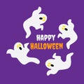 Ghosts circling around the word happy halloween Royalty Free Stock Photo