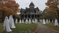 Ghosts and ghouls roam the grounds on Halloween. Image is generated with the use of an Artificial intelligence