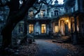 Ghosts of Grandeur: Twilight Shadows Over an Abandoned Mansion