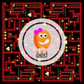 Ghosts monster racing. Arcade game icon. Retro game design.