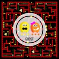 Ghosts monster racing. Arcade game icon. Retro game design.