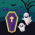 ghosts mysteries with icons of halloween