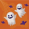 ghosts mysteries with icons of halloween