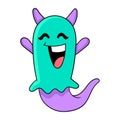 Ghosts are scaring by laughing, doodle icon image kawaii