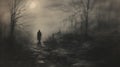 Dark Path: A Brian Mashburn-inspired Digital Painting Of An Old Man
