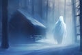 ghosts in a winter landscape, a gloomy picture, a scary story