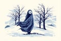 ghosts in a winter landscape, a gloomy picture, a scary story