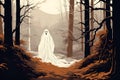 ghosts in a winter landscape, a gloomy picture, a scary story