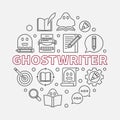 Ghostwriter vector round illustration in line style