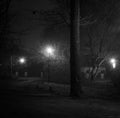 Ghosty place lit by lanterns in the dead of night