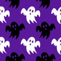 Ghosty scary pattern, colorful Halloween print. Autumn wallpaper, Halloween seamless pattern with scary funny ghosts