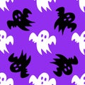 Ghosty scary pattern, colorful Halloween print. Halloween seamless pattern with scary funny ghosts