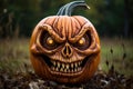 Ghoulish Scary pumpkin. Generate Ai Royalty Free Stock Photo