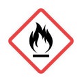 GHS - flammable. Hazard warning. Flammable icon. Black pictogram of fire