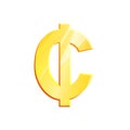 GHS Golden Ghanaian Cedi symbol on white background. Finance investment concept. Exchange Ghana currency Money banking