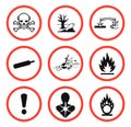 GHS pictogram hazard sign set. Isolated on white background. Dangerous, hazard symbol icon collection. Vector illustration image.