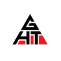 GHT triangle letter logo design with triangle shape. GHT triangle logo design monogram. GHT triangle vector logo template with red Royalty Free Stock Photo