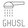 Ghusl thin line icon, hygienic and islam, arabic shower sign, vector graphics, a linear pattern on a white background. Royalty Free Stock Photo