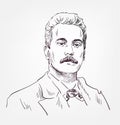 Giacomo puccini vector sketch portrait illustration Royalty Free Stock Photo