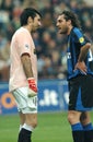 Gianluigi Buffon, goalkeeper of Juventus , and Christian Vieri during the league match Inter Juventus