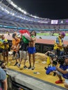 Italian Tamberi celebrates wildly after men\'s high jump gold at World Athletics Championships