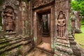 Giant and Apsara, ancient sculpture sandstone carving at Vat Phou, South Laos. Vat Phou was a part of the Khmer Empire centred on