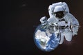 Giant Astronaut near the Earth planet