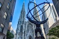 The giant Atlas holding the planet earth as a punishment of the gods, on the fifth avenue of the big apple in front of St. Patrick