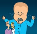 Giant baby crying and concerning parents Royalty Free Stock Photo