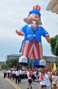 WASHINGTON, D.C. - JULY 4, 2017: giant balloons are inflated for participation in the 2017 National Independence Day Parade July 4 Royalty Free Stock Photo