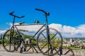 Giant black bicycle sculpture in Tbilisi, Georgia