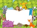 Giant blank book with wild animals in the forest Royalty Free Stock Photo