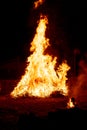 Giant bonfire burning in the night
