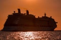 Giant cruise ship at sunset Royalty Free Stock Photo